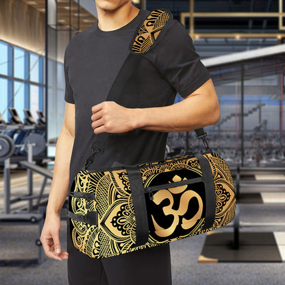 Gold Om Mandala Print Gym Bag