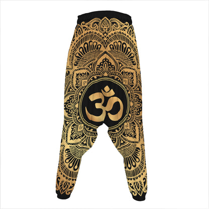 Gold Om Mandala Print Hammer Pants