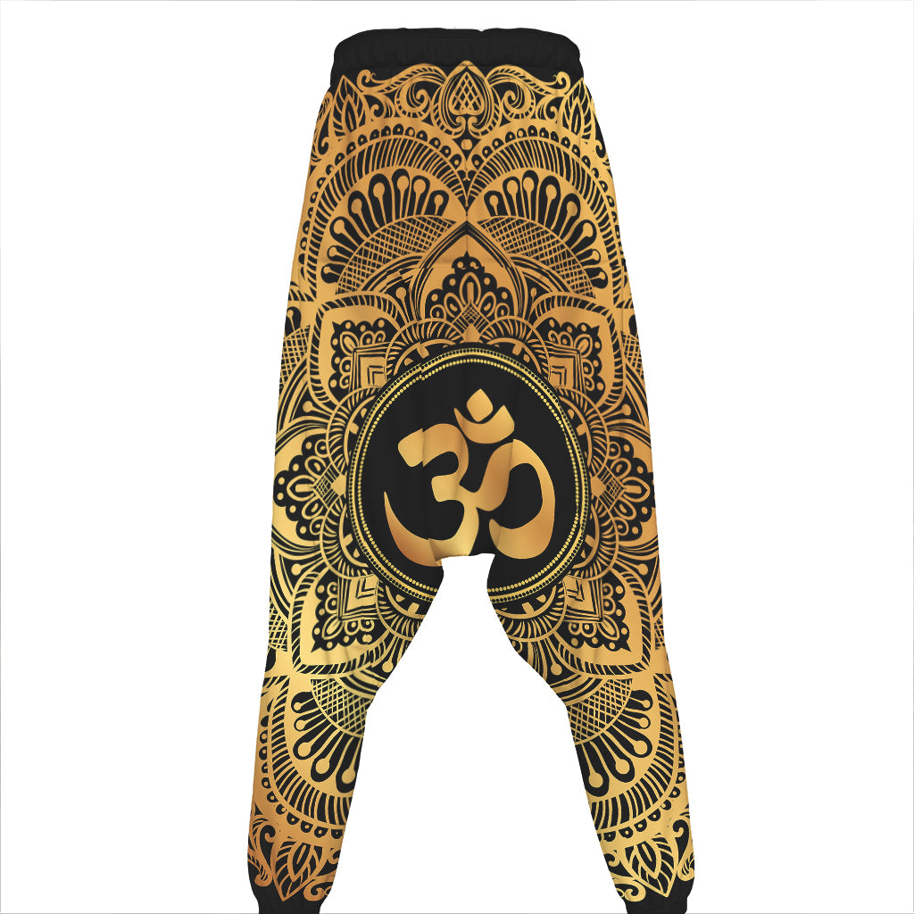 Gold Om Mandala Print Hammer Pants