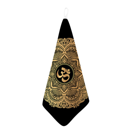 Gold Om Mandala Print Hand Towel