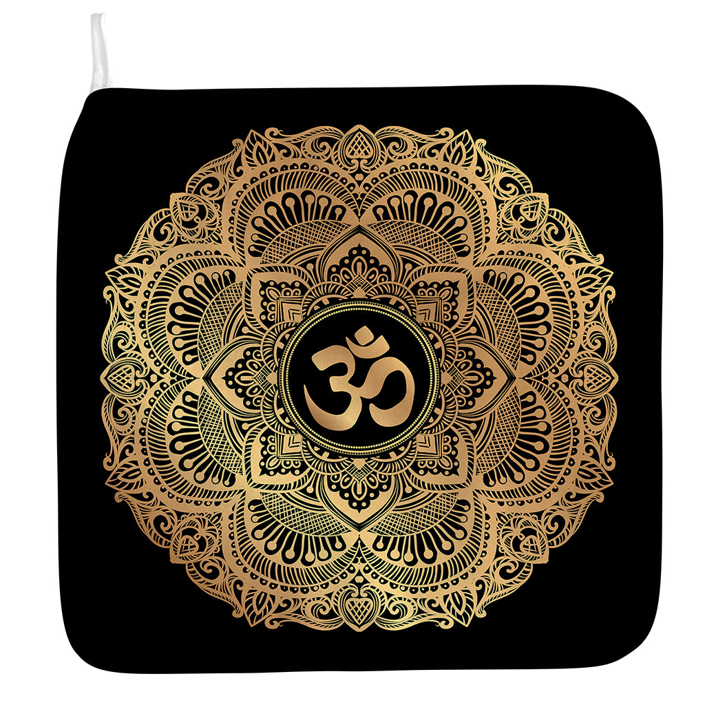 Gold Om Mandala Print Hand Towel