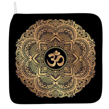 Gold Om Mandala Print Hand Towel