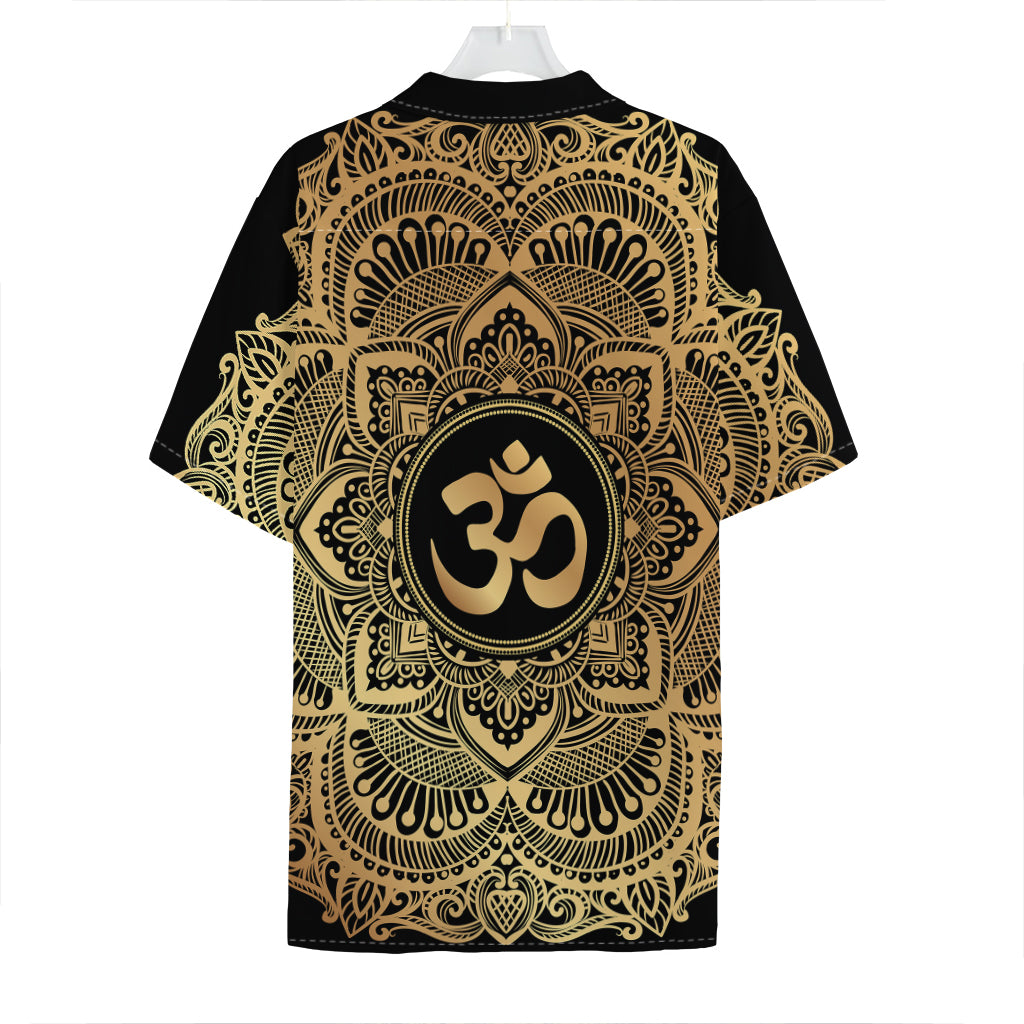 Gold Om Mandala Print Hawaiian Shirt