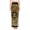 Gold Om Mandala Print High Slit Maxi Skirt