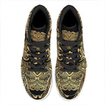 Gold Om Mandala Print High Top Leather Sneakers