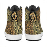 Gold Om Mandala Print High Top Leather Sneakers