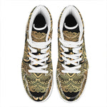 Gold Om Mandala Print High Top Leather Sneakers