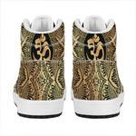 Gold Om Mandala Print High Top Leather Sneakers