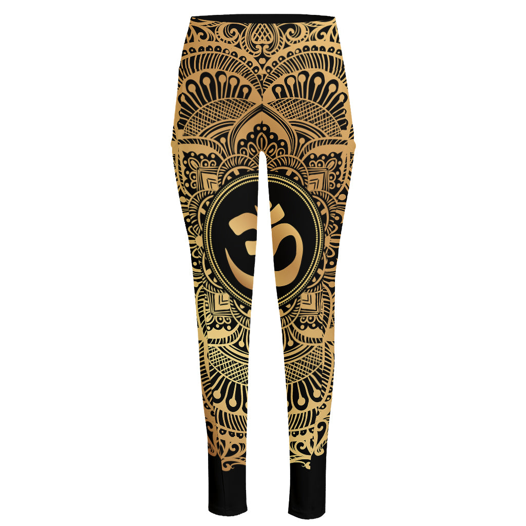 Gold Om Mandala Print High-Waisted Pocket Leggings