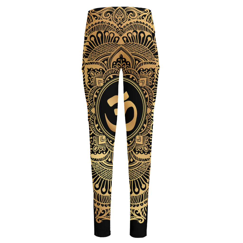 Gold Om Mandala Print High-Waisted Pocket Leggings