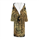 Gold Om Mandala Print Hooded Bathrobe