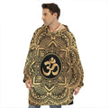 Gold Om Mandala Print Hoodie Blanket