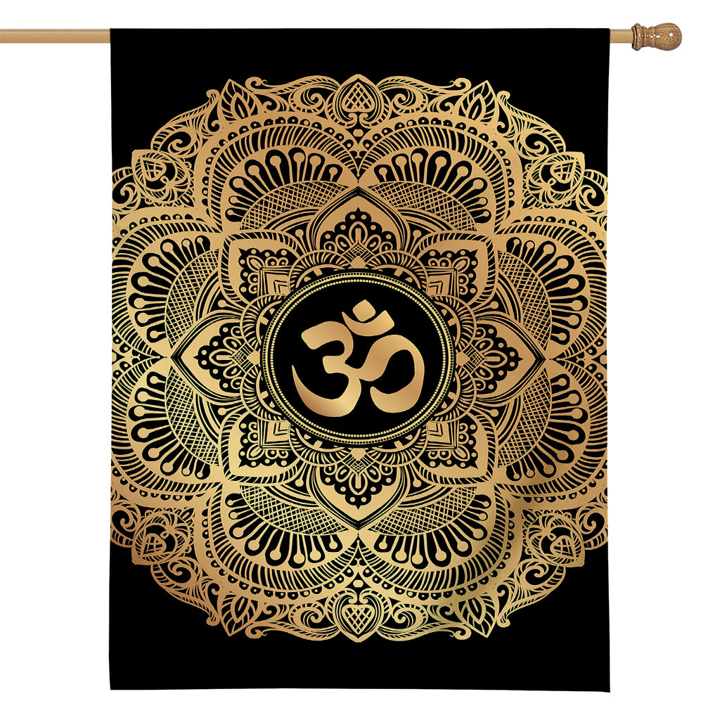 Gold Om Mandala Print House Flag