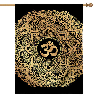 Gold Om Mandala Print House Flag