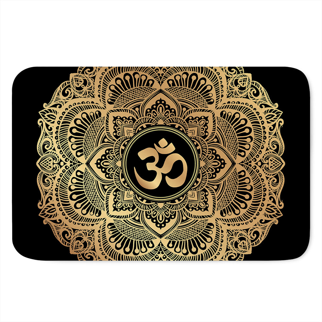 Gold Om Mandala Print Indoor Door Mat