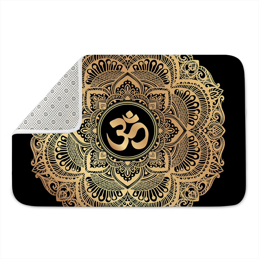 Gold Om Mandala Print Indoor Door Mat