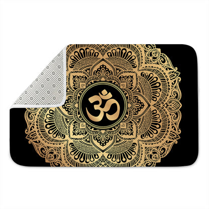 Gold Om Mandala Print Indoor Door Mat
