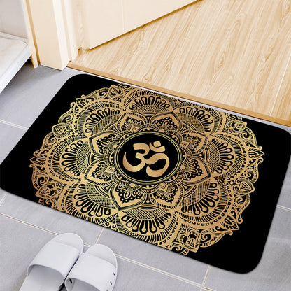 Gold Om Mandala Print Indoor Door Mat