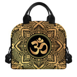Gold Om Mandala Print Insulated Lunch Bag