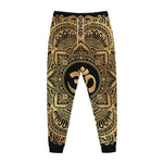Gold Om Mandala Print Jogger Pants
