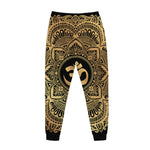 Gold Om Mandala Print Jogger Pants