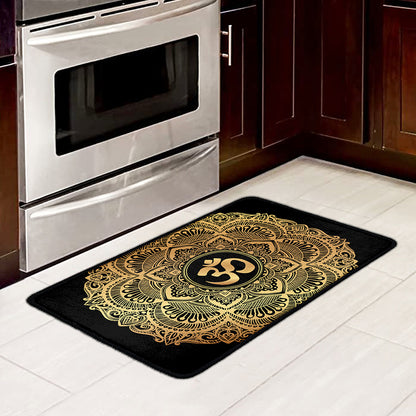 Gold Om Mandala Print Kitchen Mat