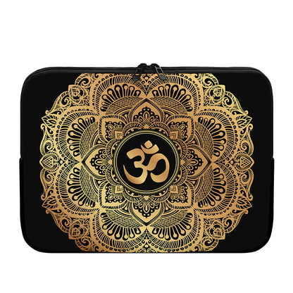 Gold Om Mandala Print Laptop Sleeve