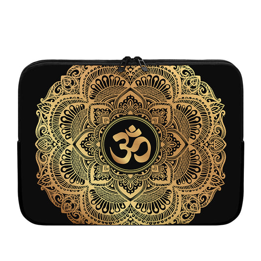 Gold Om Mandala Print Laptop Sleeve