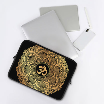 Gold Om Mandala Print Laptop Sleeve