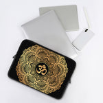 Gold Om Mandala Print Laptop Sleeve