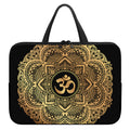Gold Om Mandala Print Laptop Sleeve With Handle