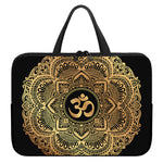 Gold Om Mandala Print Laptop Sleeve With Handle