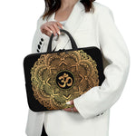 Gold Om Mandala Print Laptop Sleeve With Handle