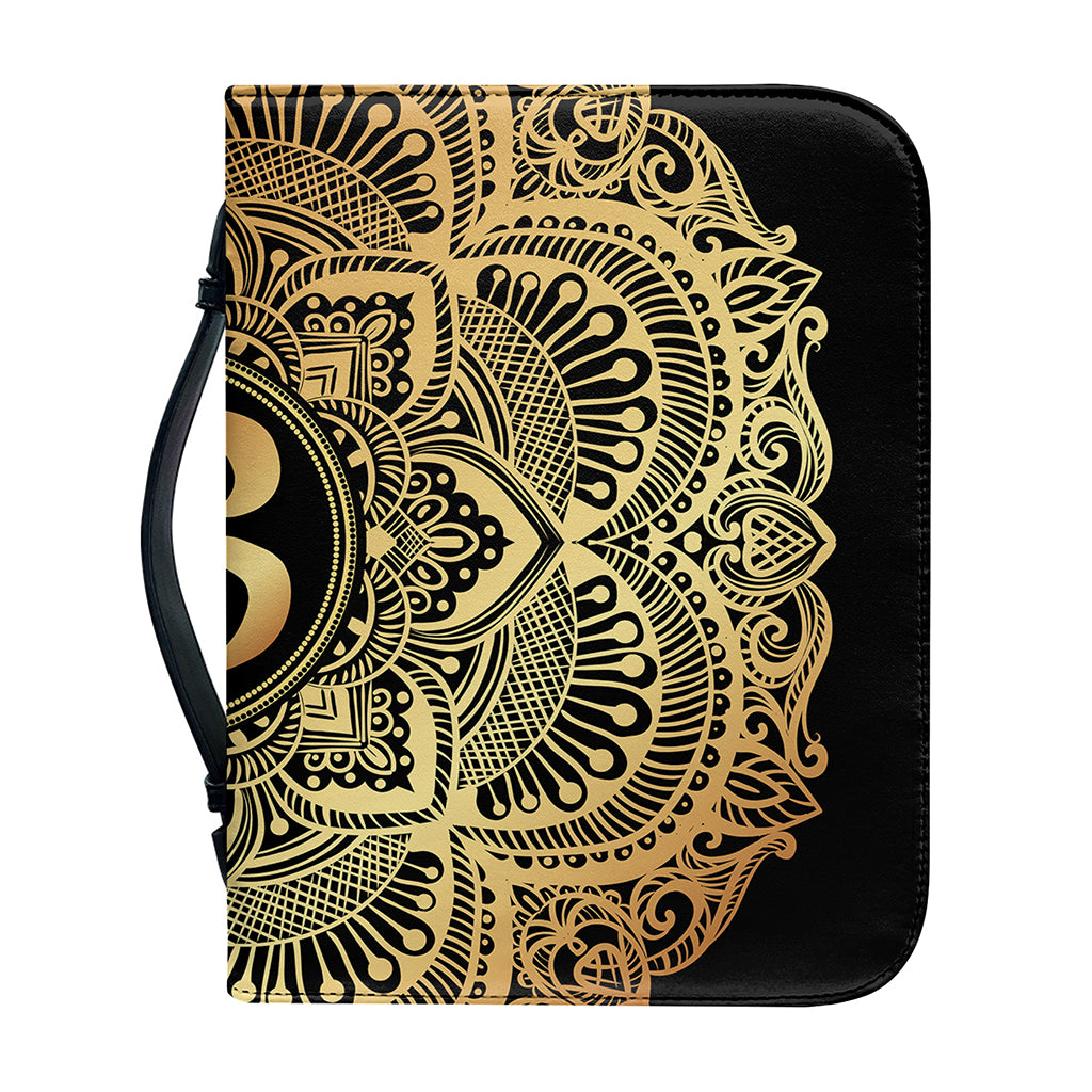 Gold Om Mandala Print Leather Bible Cover