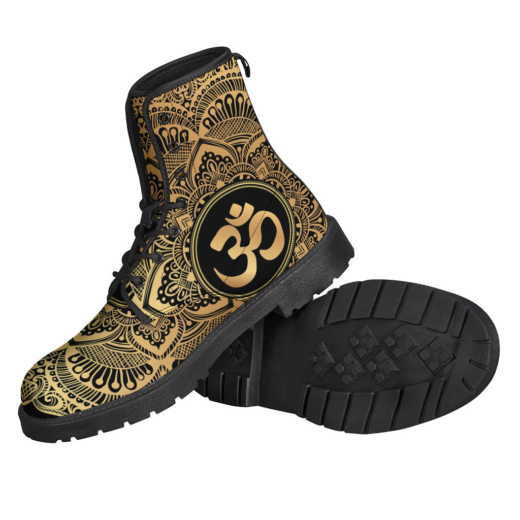 Gold Om Mandala Print Backpack