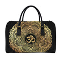 Gold Om Mandala Print Leather Duffel Bag