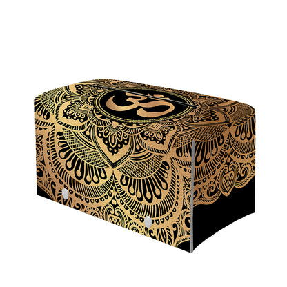 Gold Om Mandala Print Leather Tissue Box Cover