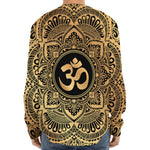 Gold Om Mandala Print Long Sleeve Baseball Jersey