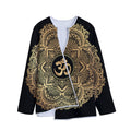 Gold Om Mandala Print Long Sleeve Short Coat