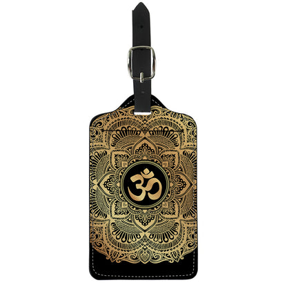 Gold Om Mandala Print Luggage Tag