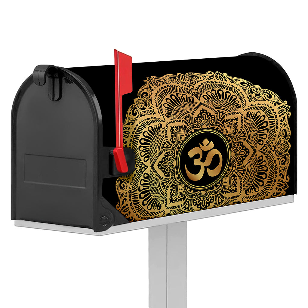 Gold Om Mandala Print Mailbox Cover