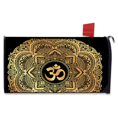 Gold Om Mandala Print Mailbox Cover