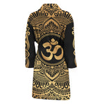 Gold Om Mandala Print Men's Bathrobe