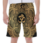 Gold Om Mandala Print Men's Beach Shorts