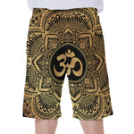 Gold Om Mandala Print Men's Beach Shorts