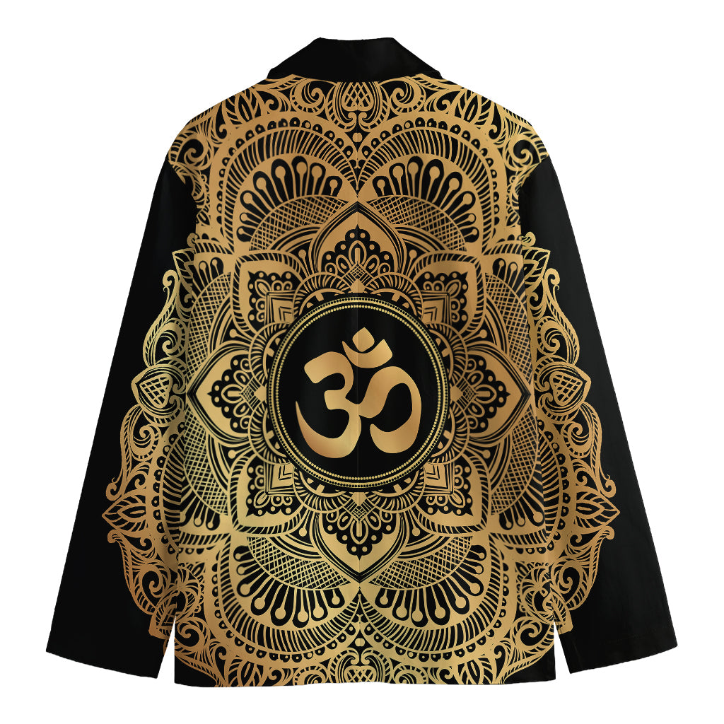 Gold Om Mandala Print Men's Blazer