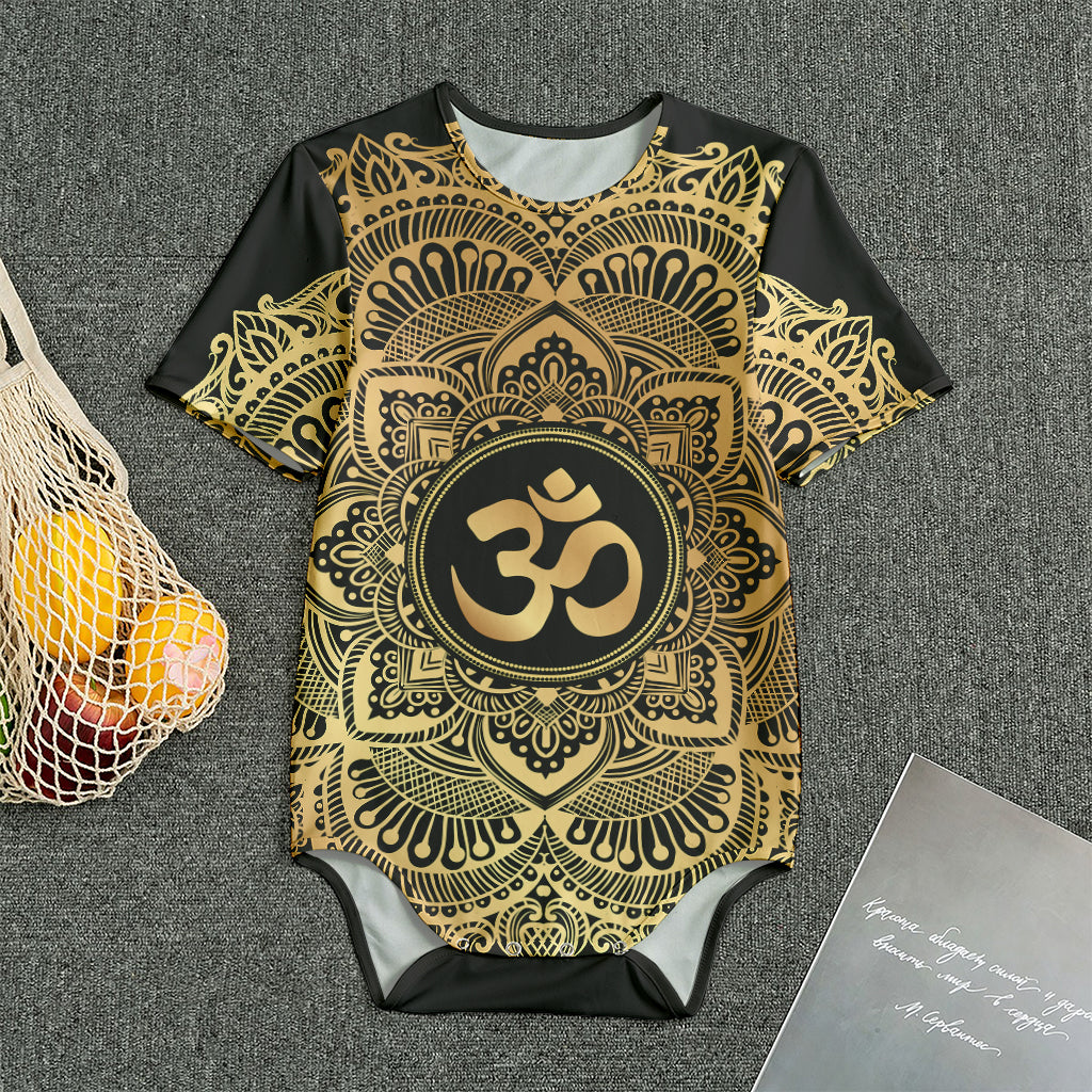 Gold Om Mandala Print Men's Bodysuit