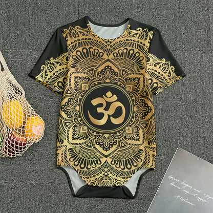 Gold Om Mandala Print Men's Bodysuit