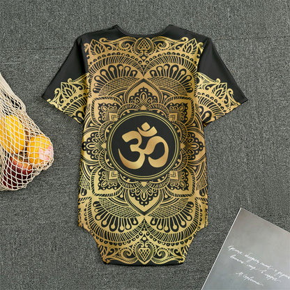 Gold Om Mandala Print Men's Bodysuit