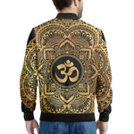 Gold Om Mandala Print Men's Bomber Jacket